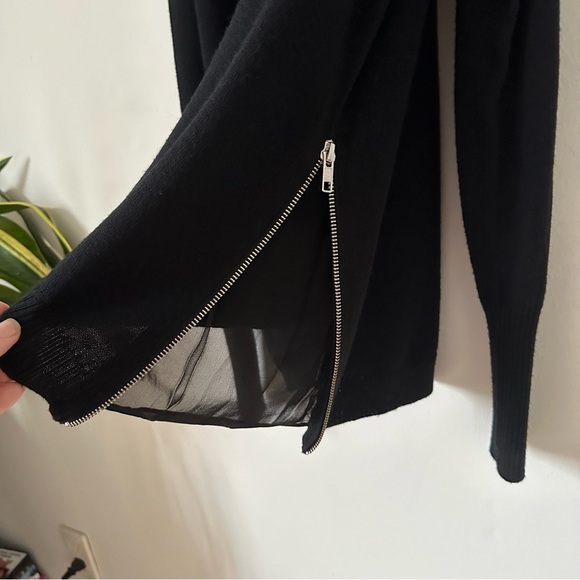 RAMY BROOK Tasha Cold Shoulder Side Zip Black Wool Sweater Top Size S - Picture 7 of 9